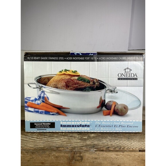 Oneida Immaculate 18/10 Stainless Steel Covered Oven Turkey Roaster - Picture 1 of 9
